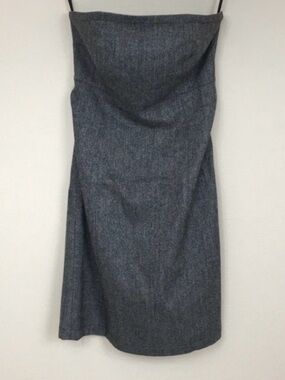 Vintage Women's Gap Stretch Gray Herringbone Strapless Mini Dress Size 2 Classic